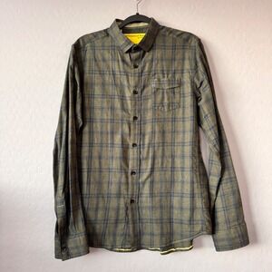 Descendant of Thieves Dres Ladro Mens Large Plaid Olive Green Button Down Shirt